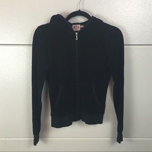 Juicy Couture Black Velour Track Jacket With Hood
